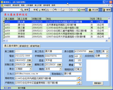 員工資料管理畫面